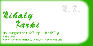 mihaly karpi business card